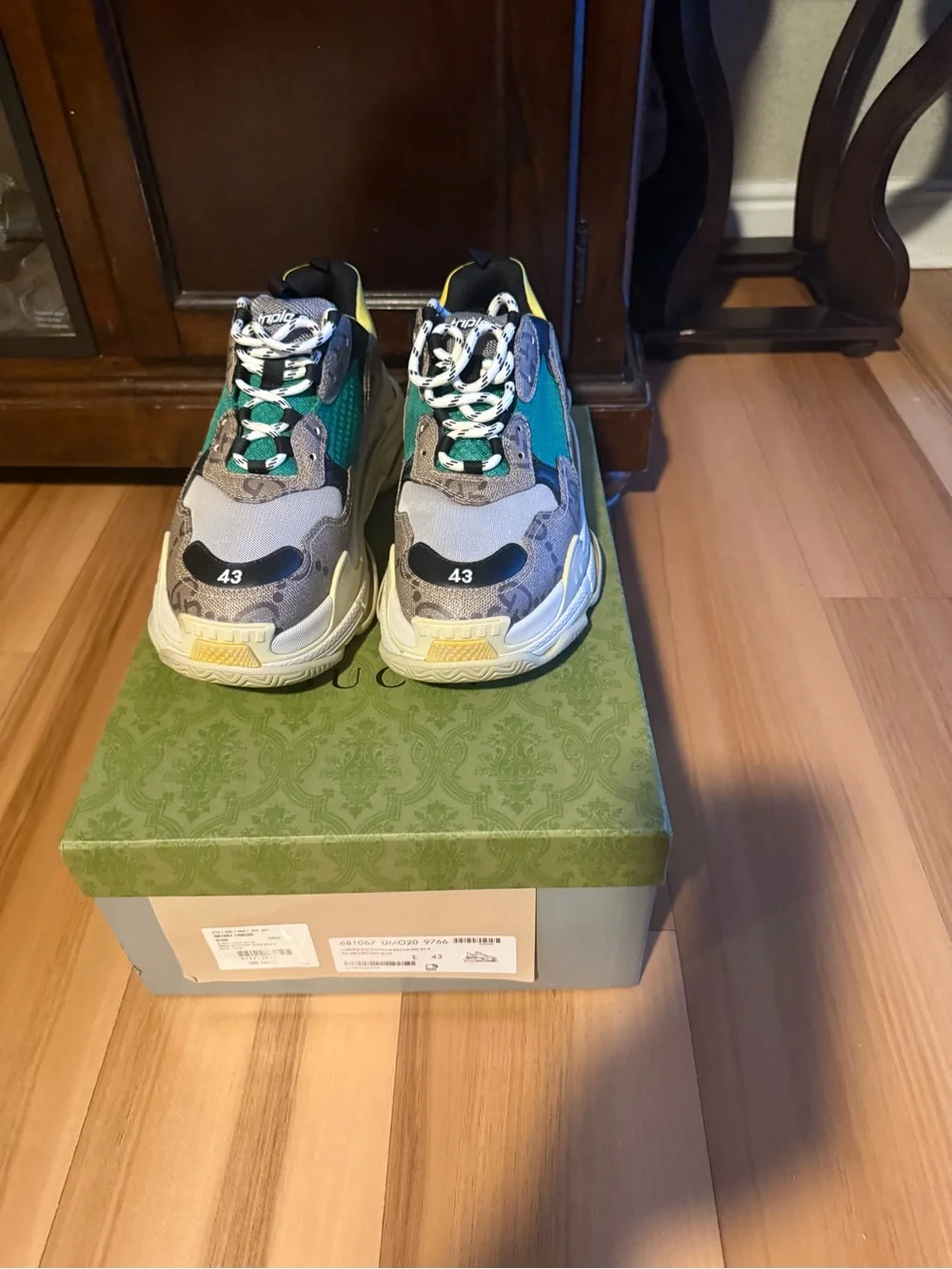 New In Original Box Balenciaga Gucci X Hacker Project Triple S Sneakers Size 43